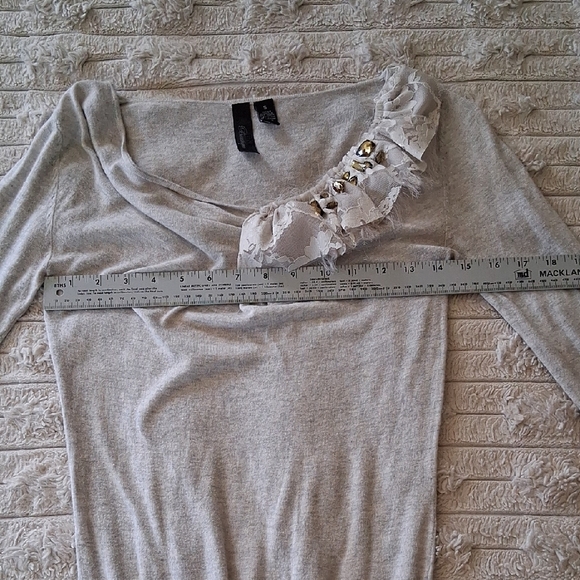 BKE Cream Off-the-Shoulder Sweater with Rosette Detail - Picture 4 of 5